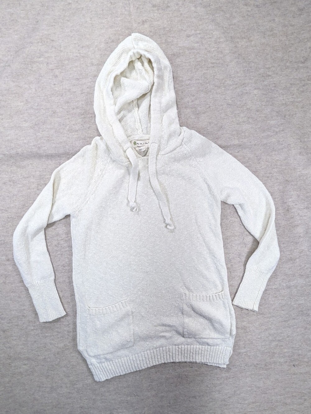 Dankini 100% Cotton Natural White Long Hooded Sweater Sweatshirt Thumb Holes M